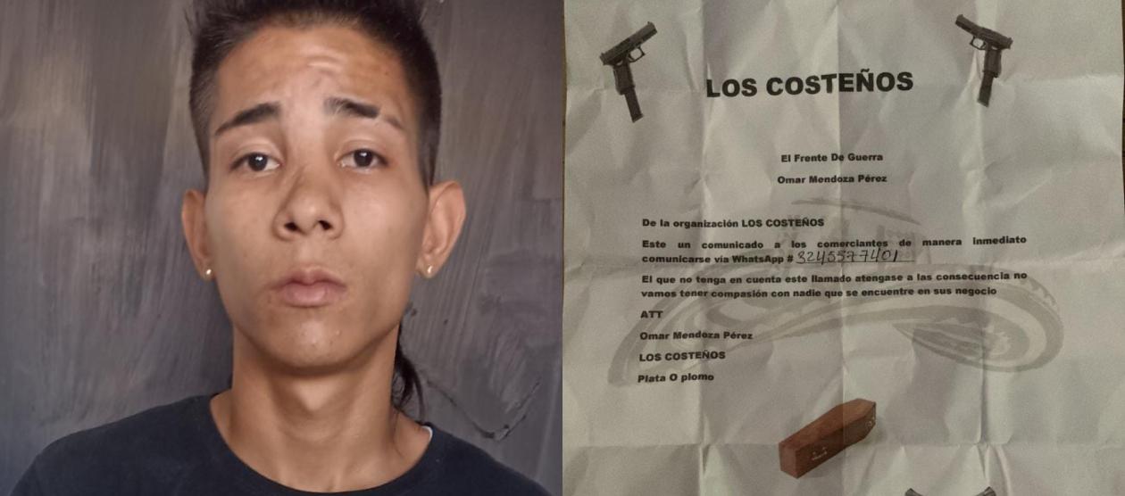 Albert José Pirona Marrufo y un panfleto de 'Los Costeños'.