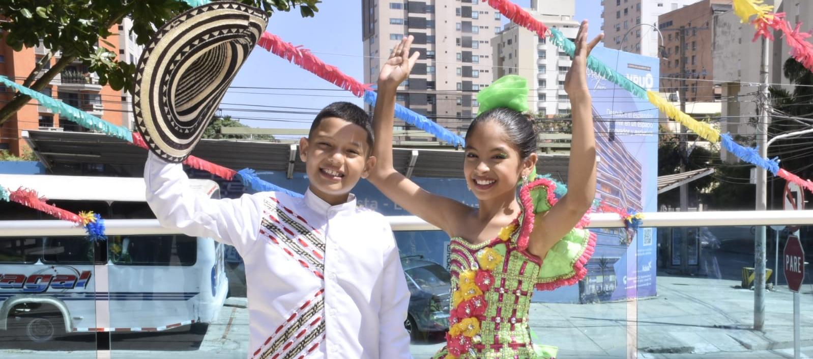 Los Reyes de Carnaval de los Niños de Galapa, María Camila De Moya Castro y Kelmer Cantillo Guerra.