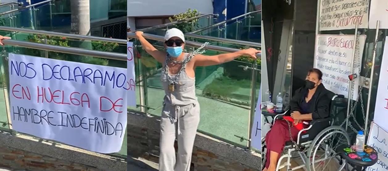 Maryuris Ismael y Ana Zúñiga, madre y abuela del niño con discapacidad, a la entrada de Salud Total.