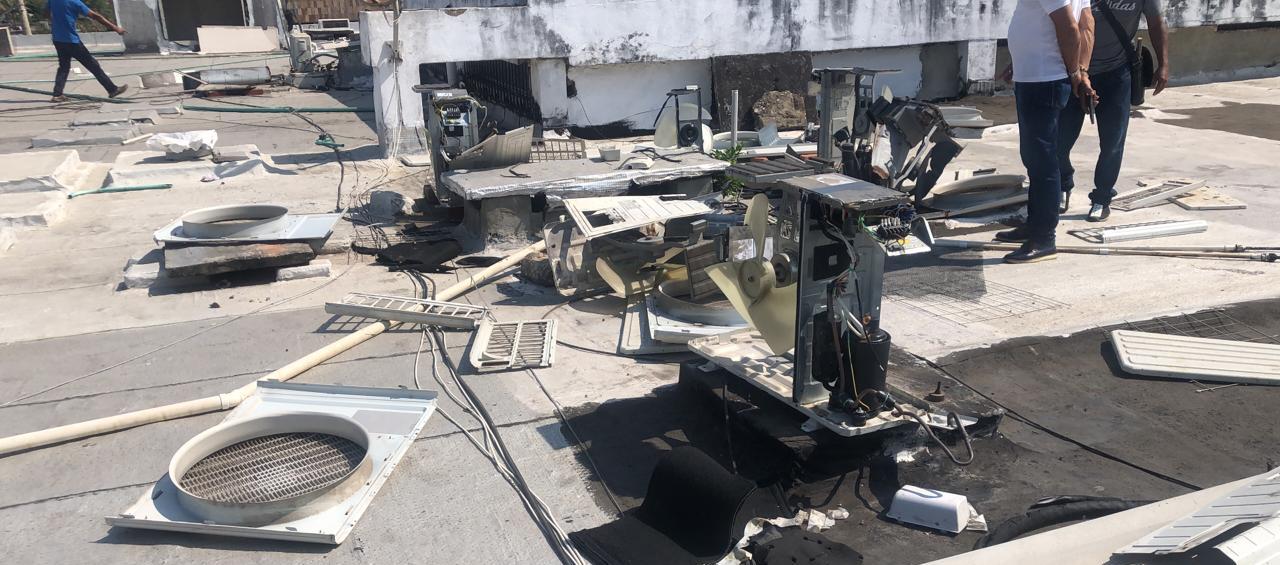 Azotea del edificio en el que hurtaron unidades de aires acondicionados.
