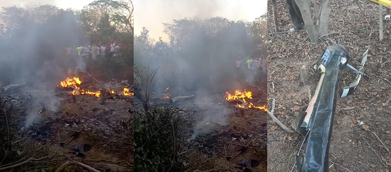 Helicóptero cayó en Soledad y se incendió