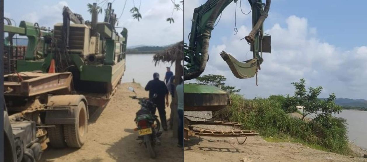 Una de las dos dragas empezó a trabajar del lado del río Cauca.