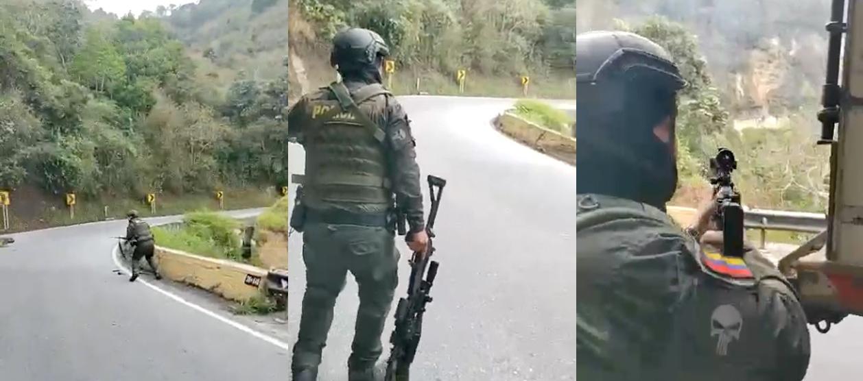 Momento en que los policías se enfrentan a tiros con los delincuentes. 