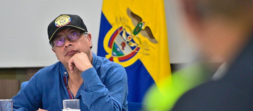 El Presidente Gustavo Petro durante el consejo de seguridad en en Montelíbano, Córdoba.