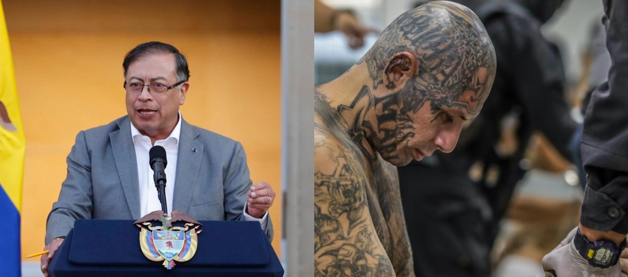 El Presidente Gustavo Petro y un encarcelado en El Salvador.