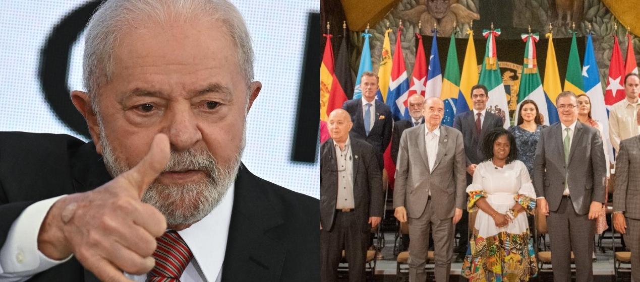 El Presidente de Brasil, Luiz Inácio Lula da Silva, e integrantes de la Mesa de Diálogos de Paz entre el Gobierno colombiano y el ELN.