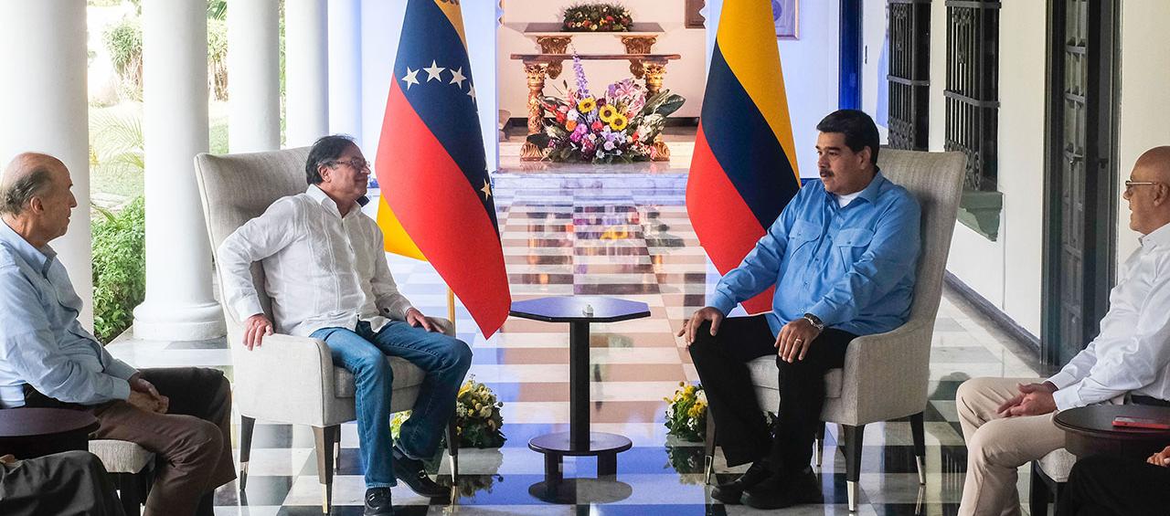 Los dos mandatarios durante el encuentro de hoy.