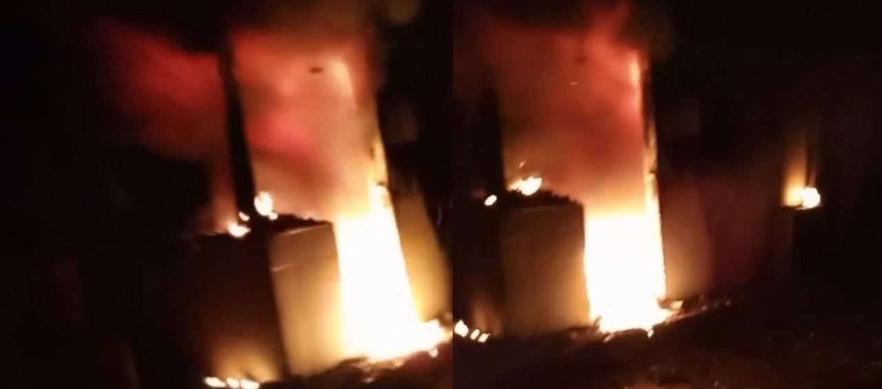 Incendio en peaje de Antioquia. 