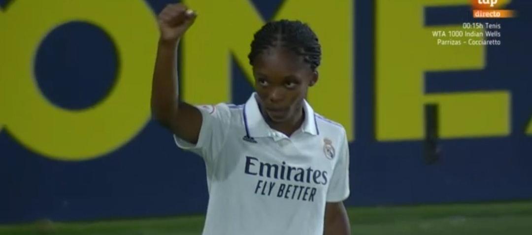 Linda Caicedo celebra el gol que le dio la clasificación al Real Madrid. 