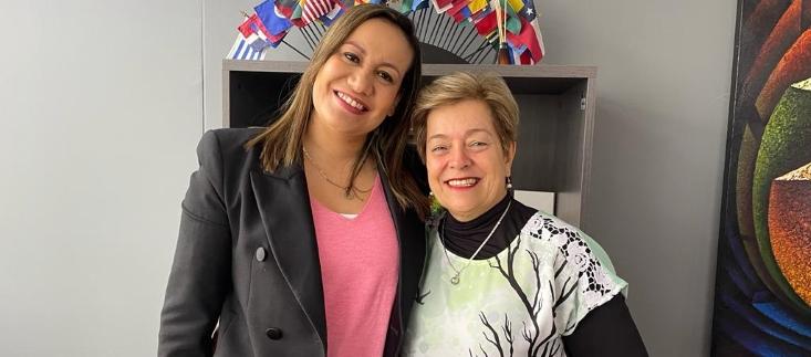 Las ministras de Salud Carolina Corcho y de Trabajo Gloria Inés Ramírez.