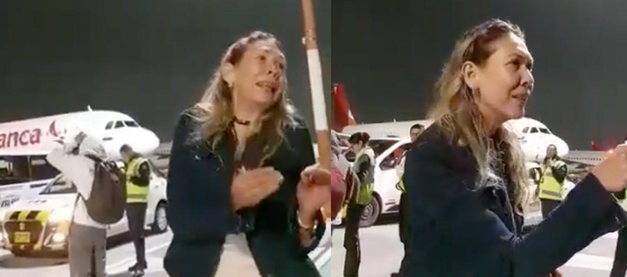 Mujer humilló a un policía en el aeropuerto de Rionegro.