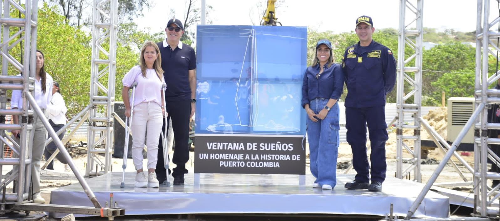 La Gobernadora del Atlántico, Elsa Noguera; el COO de Tecnoglass, Christian Daes; Darla Vargas, gestora social del municipio de Puerto Colombia y Jesús Zambrano Pinzón, capitán del Puerto de Barranquilla.
