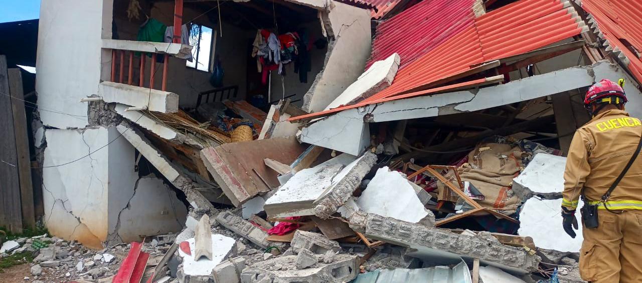 Así quedaron dos viviendas en el sector Nero (Baños), Cuenca, Ecuador