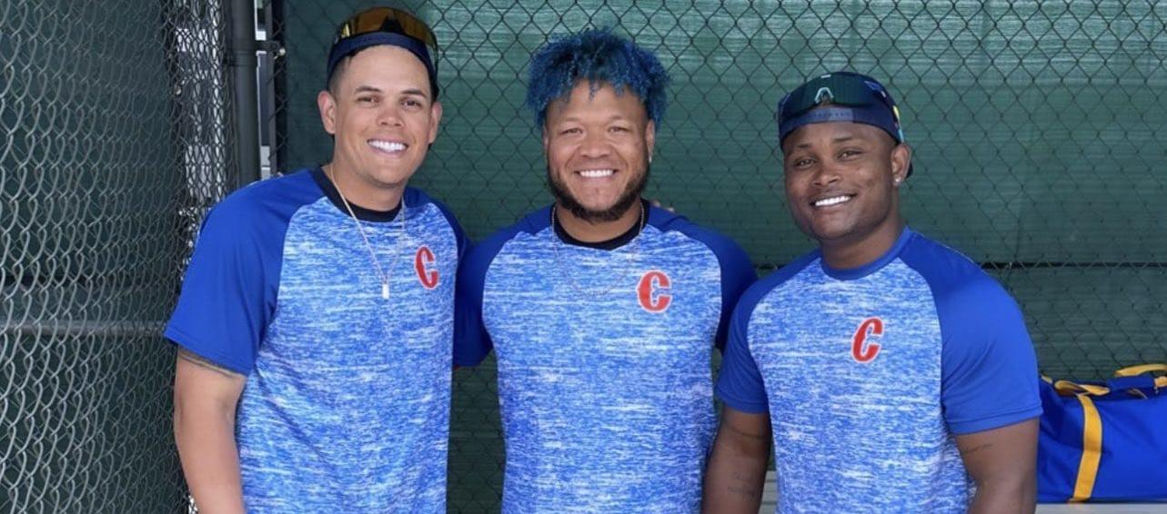 Gio Urshela, Harold Ramírez y Dilson Herrera, integrantes de la Selección Colombia de béisbol.