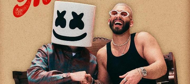 El productor y DJ estadounidense Marshmello y el cantante colombiano Manuel Turizo.