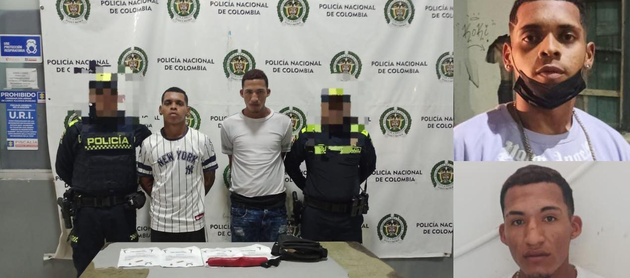 Los dos jóvenes capturados en el barrio San Roque. 