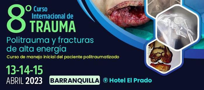 Afiche del Octavo curso internacional de trauma, politrauma y fracturas de alta energía. 