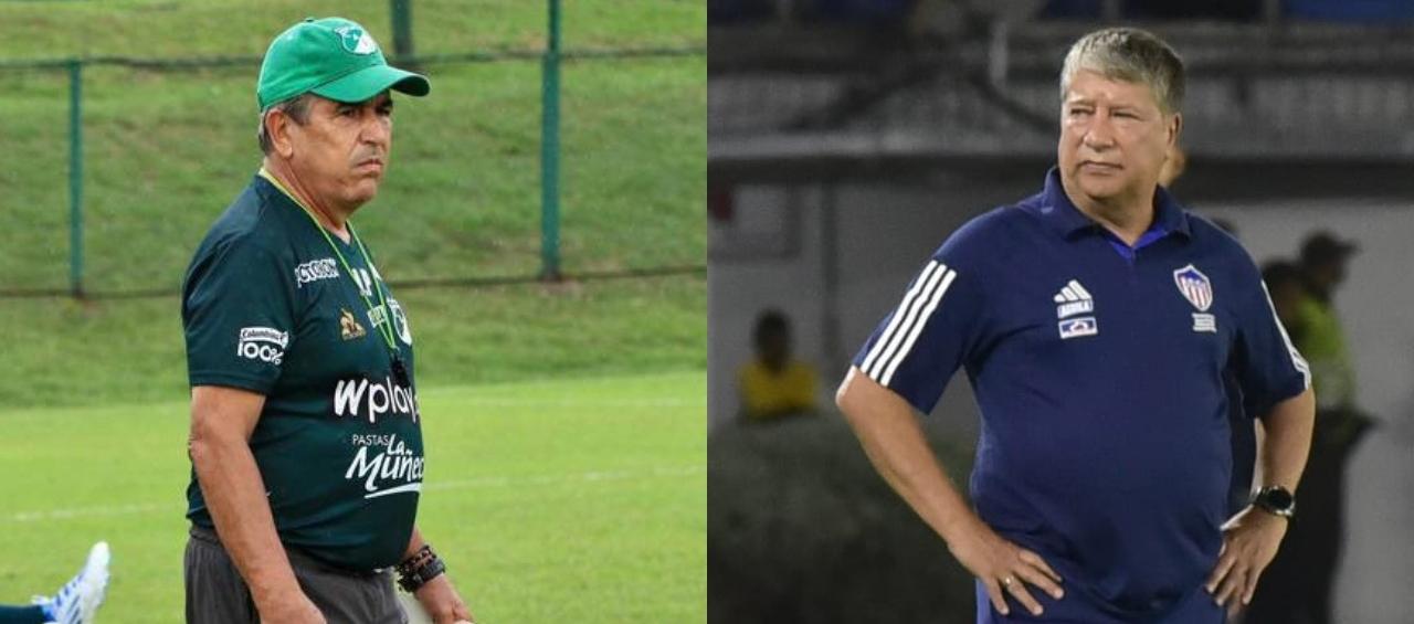 Jorge Luis Pinto y Hernán Darío Gómez, técnicos del Deportivo Cali y Junior, respectivamente.