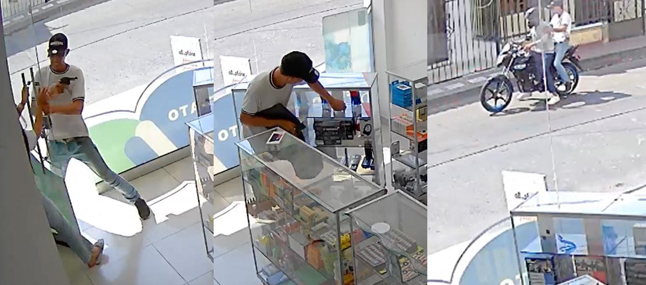 Momento del robo y la huida del deliencuente