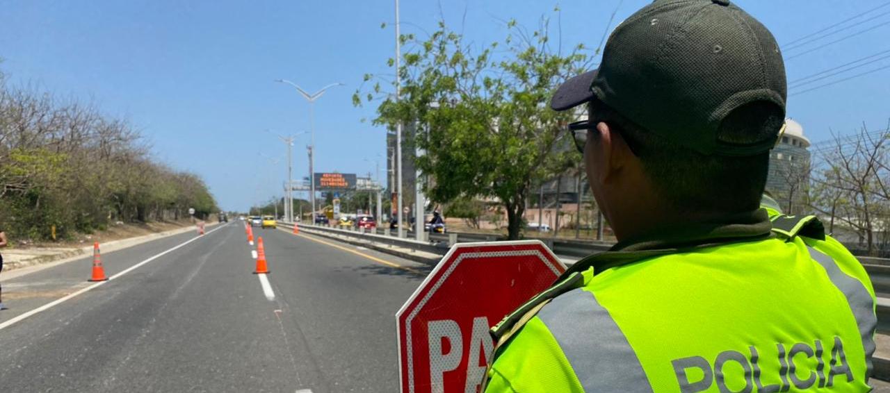 Control en la Vía al Mar, en Barranquilla. 