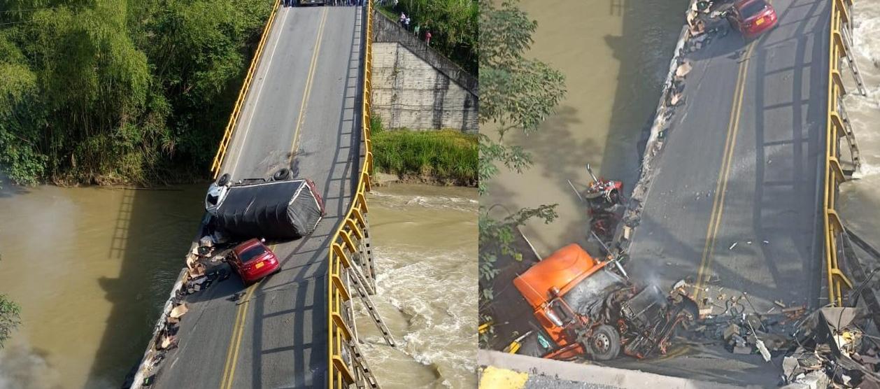 Aspecto del puente colapsado. 