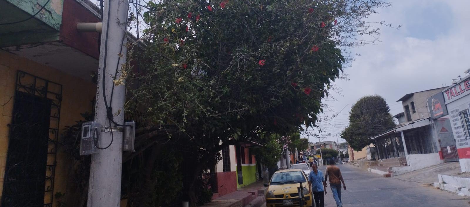 Lugar del accidente con el cable en el barrio Chiquinquirá