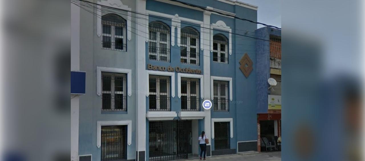 Sucursal Banco de Occidente que fue asaltada.