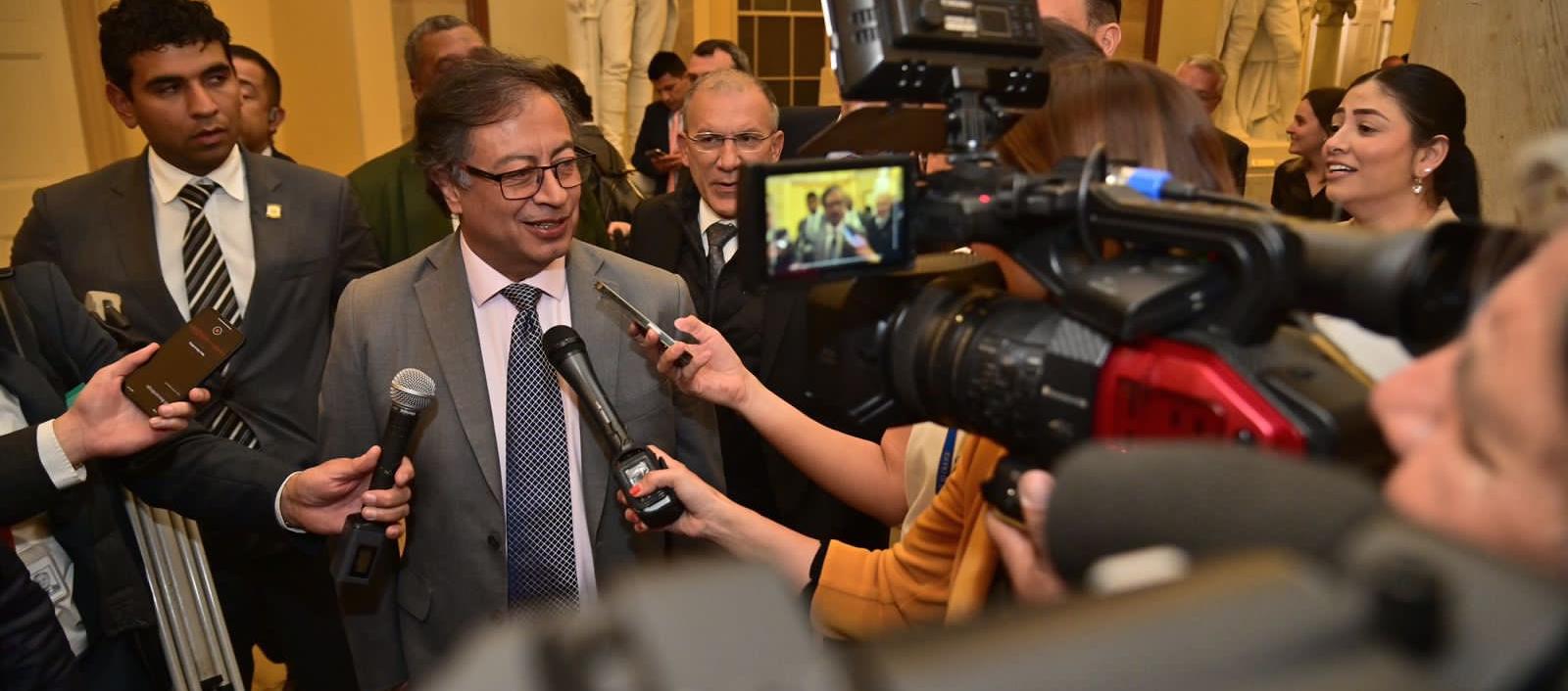 El Presidente Petro a la salida del Congreso de EE.UU. ayer miércoles