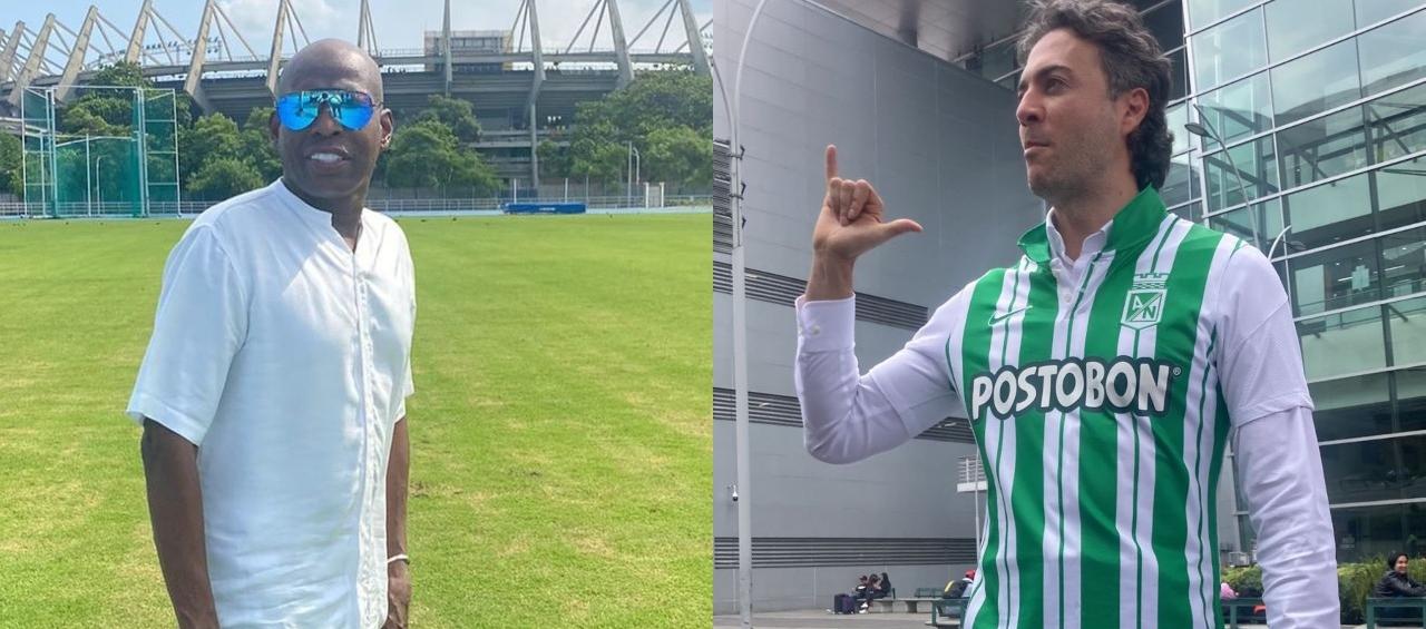 El exfutbolista Faustino Asprilla y el alcalde de Medellín, Daniel Quintero.