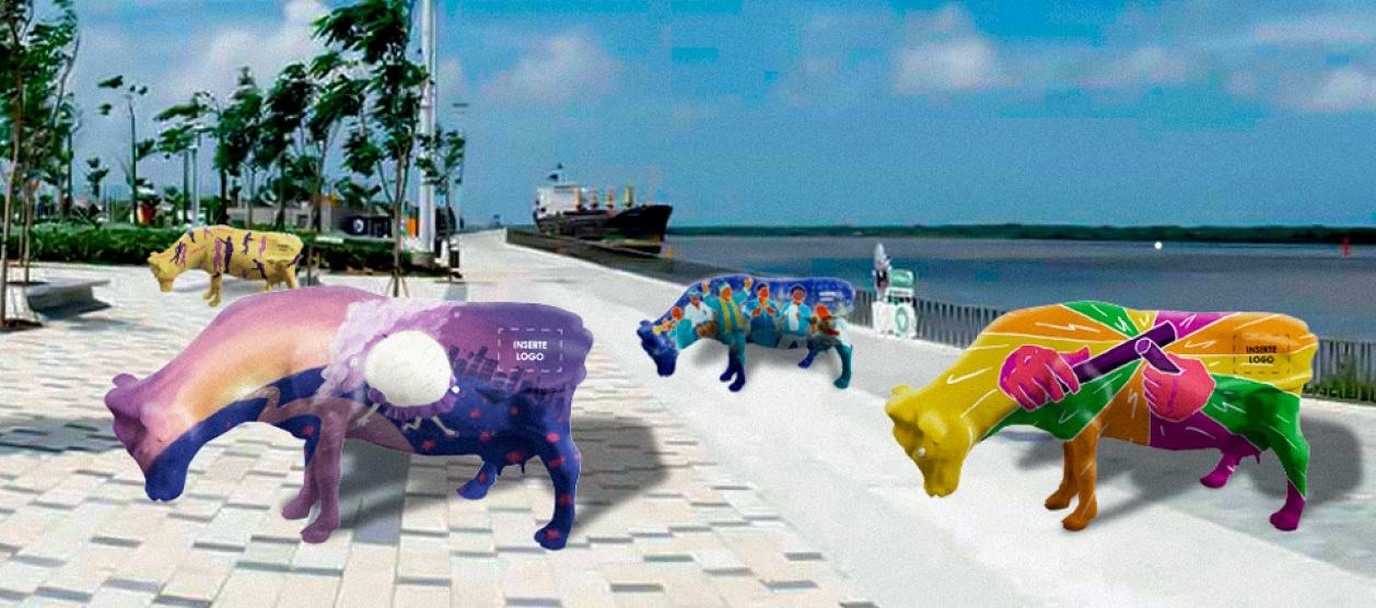 Las 'Vacasquillas', proyecto de la Corporación Luis Eduardo Nieto, que fueron intervenidas por varios artistas por los 210 años de Barranquilla