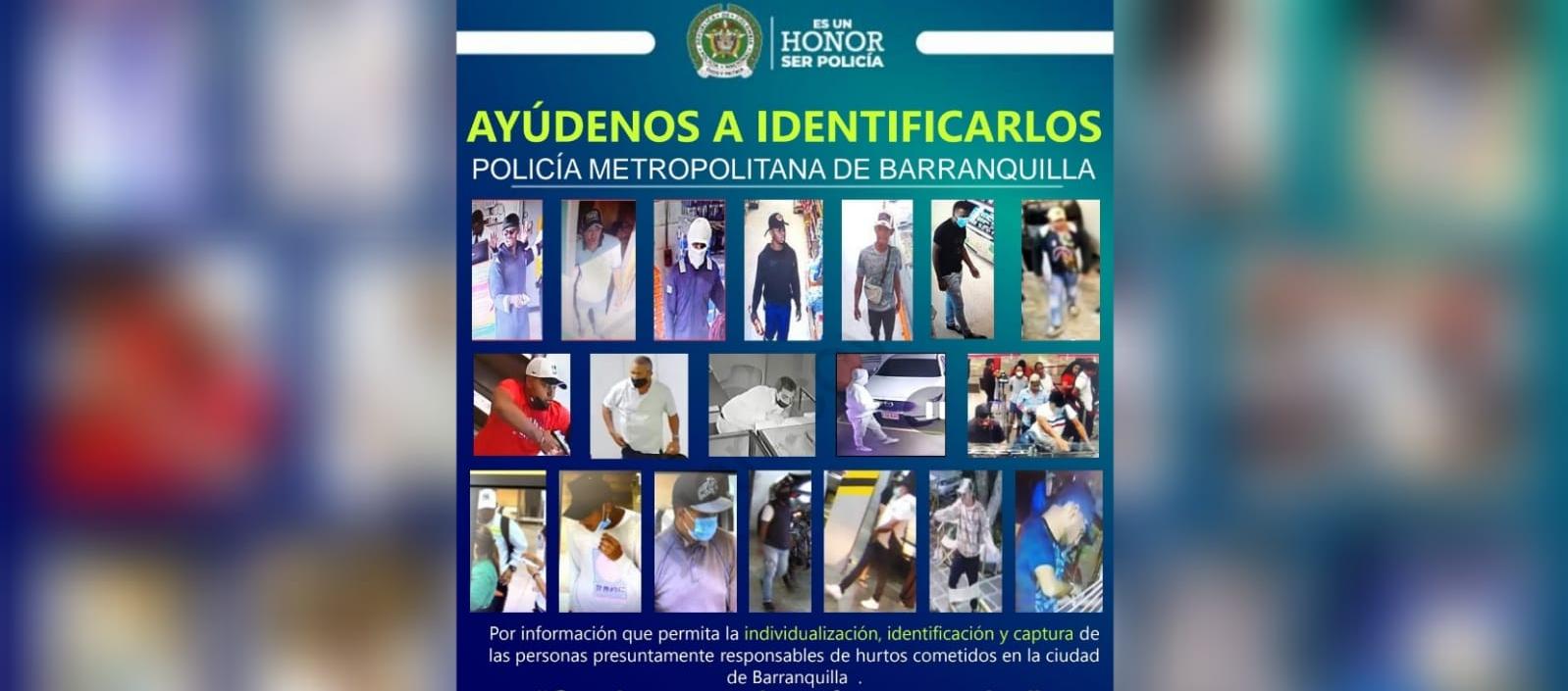 Cartel de los más buscados en Barranquilla.