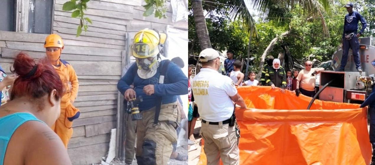 Bomberos y demás autoridades en el lugar de le emergencia. 