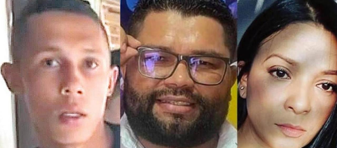 El presunto homicida y los perodistas Léiner Montero y Dilia Contreras