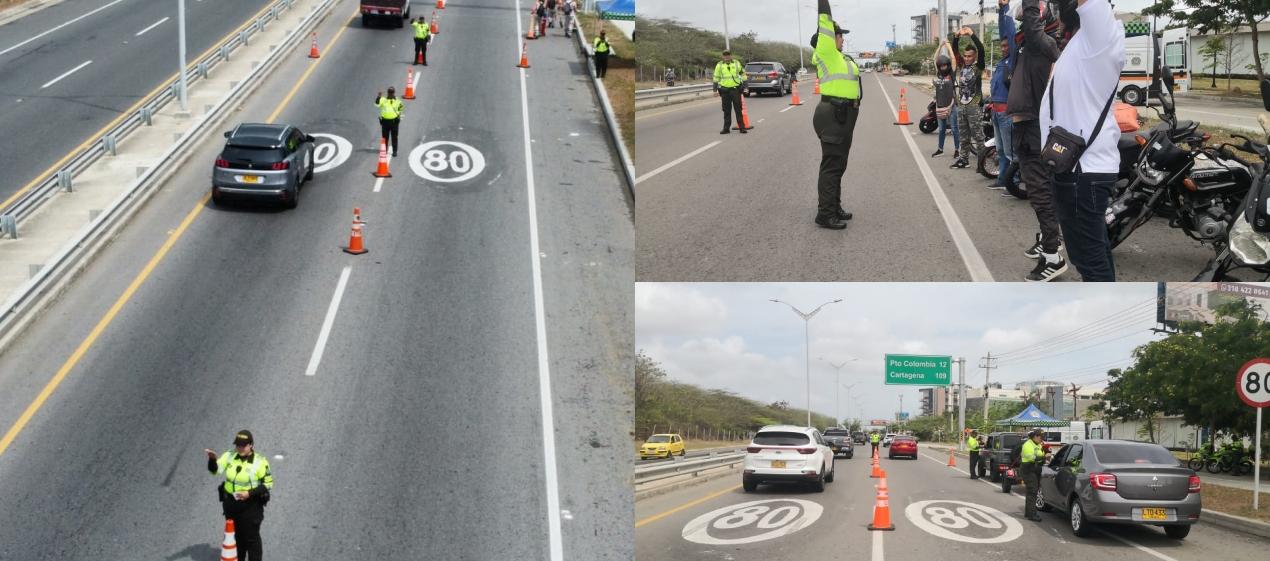 Operativo de la Policía en la Vía al Mar. 