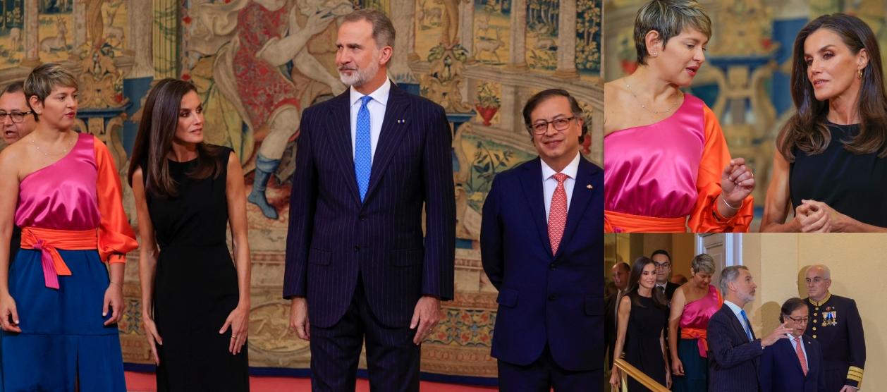 La primera dama Verónica Alcocer; los reyes Letizia y Felipe VI, y el Presidente Gustavo Petro.