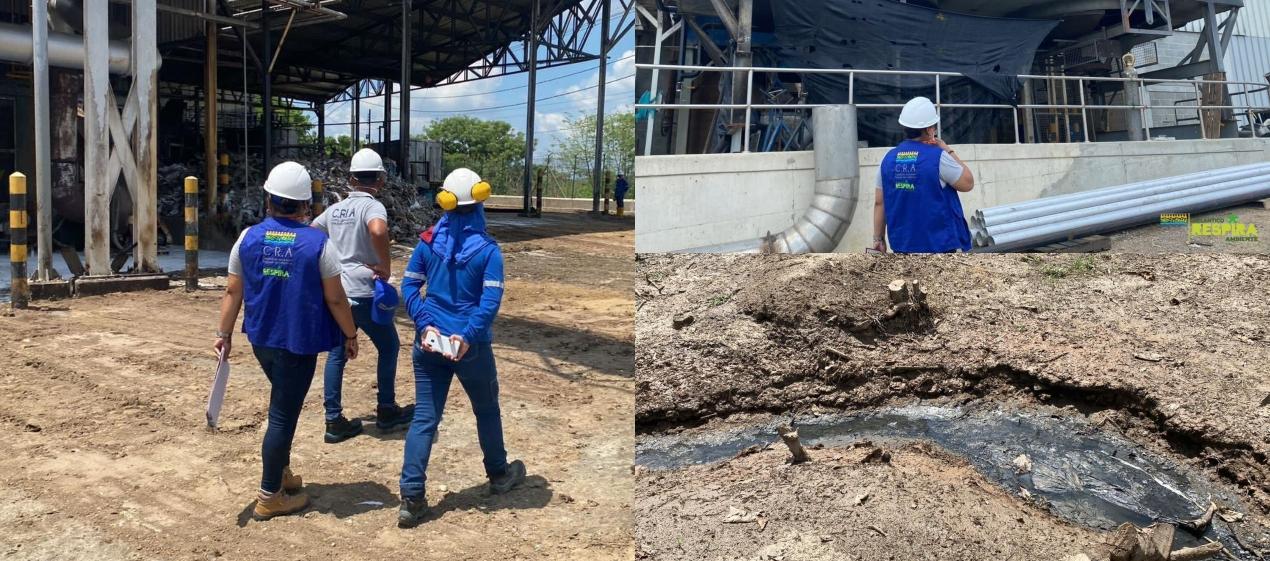 Funcionarios de la C.R.A en la visita a la empresa. 