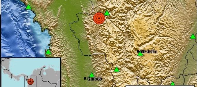 El sismo tuvo epicentro en el municipio de Dabeida, en Antioquia.