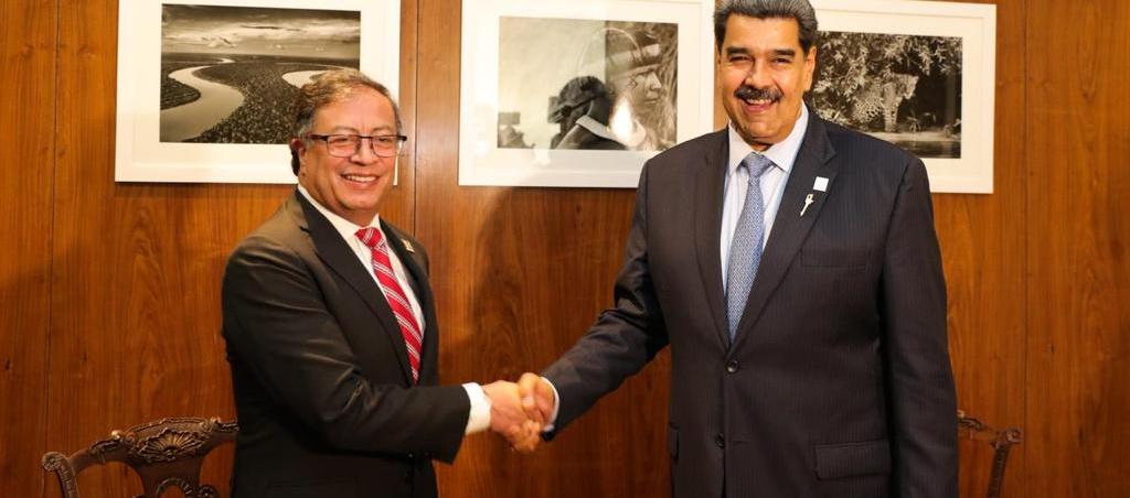  Los presidentes de Colombia, Gustavo Petro, y de Venezuela, Nicolás Maduro, en la reunión de este martes