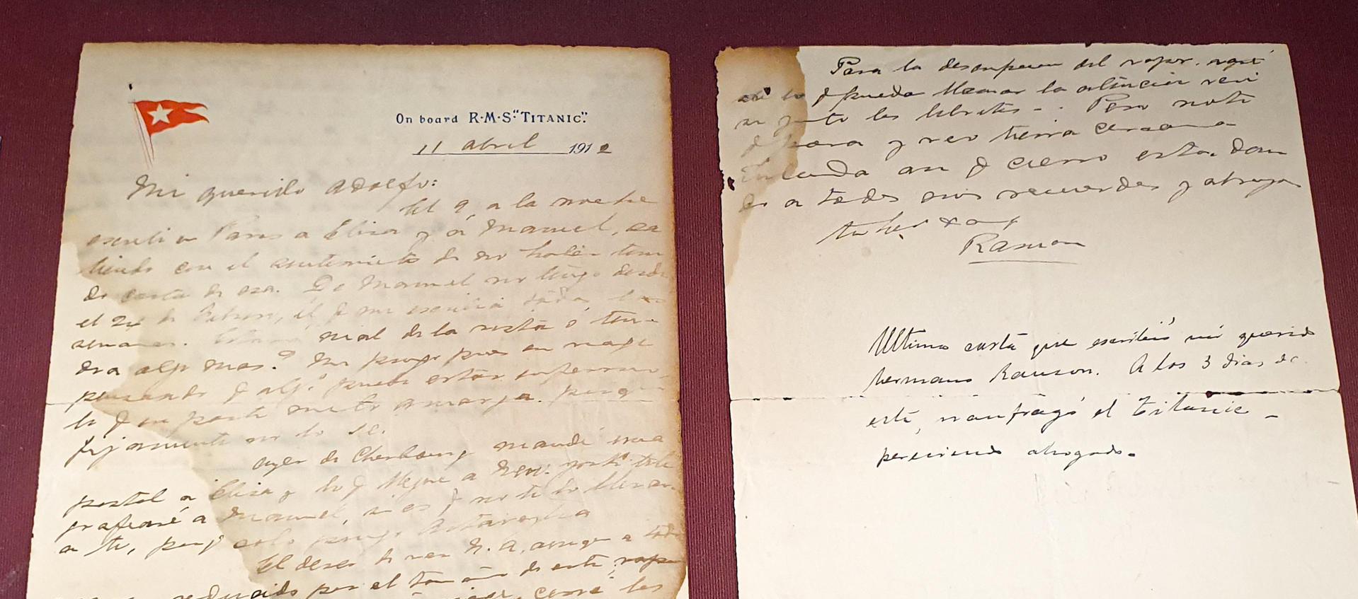 Carta de ocupante del Titanic.