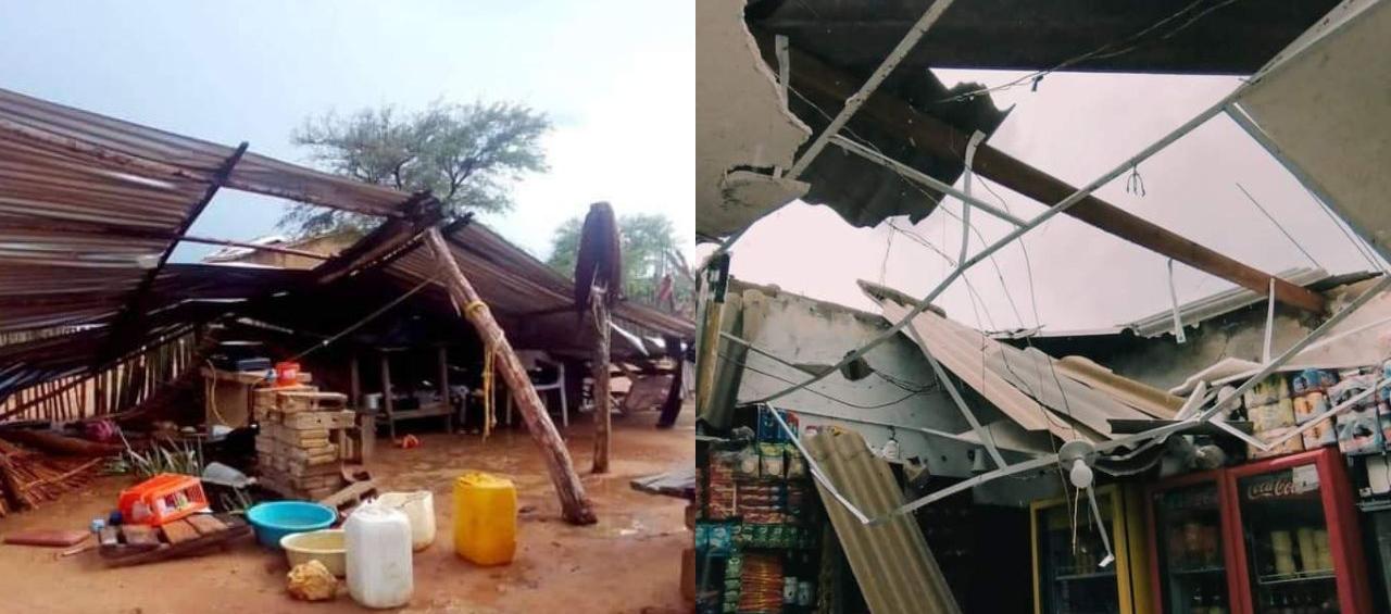 Casas y locales afectados por vendaval en Uribia.