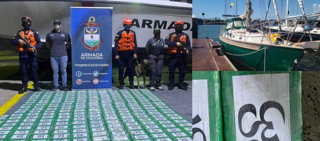 Cocaína incautada por la Armada Nacional. 