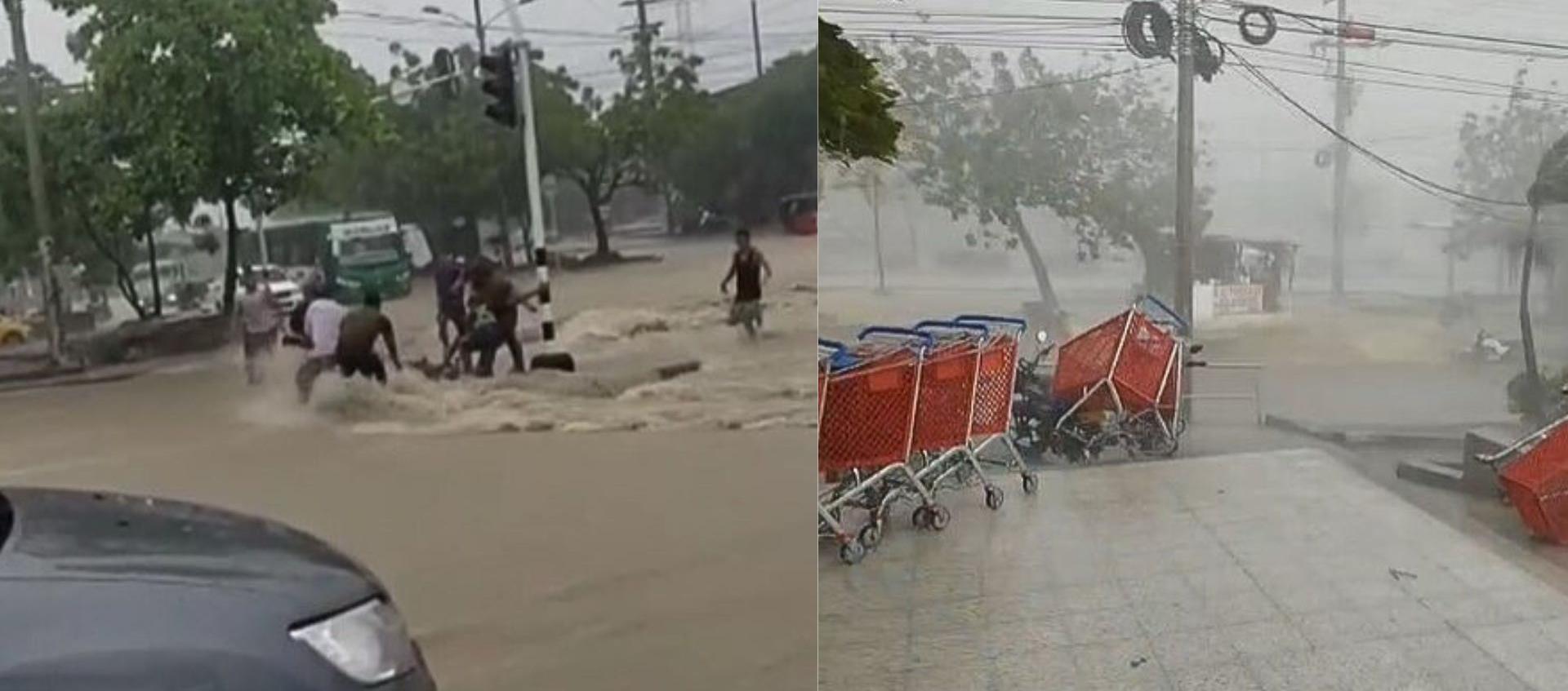 La corriente de un arroyo arrastró a un motociclista.