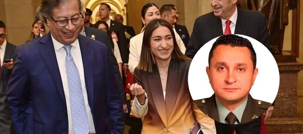 El Presidente Petro, su exjefa de Gabinete Laura Sarabia y el coronel Dávila ,coordinador de Protección Anticipativa de la Presidencia