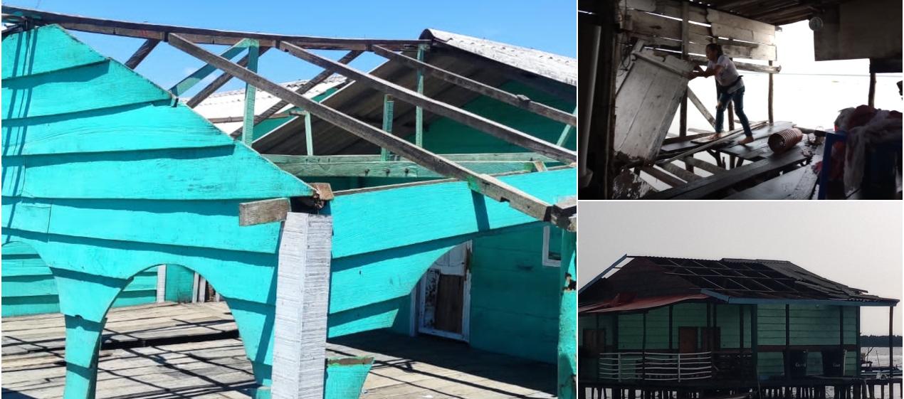 Vendaval afectó varias viviendas. 