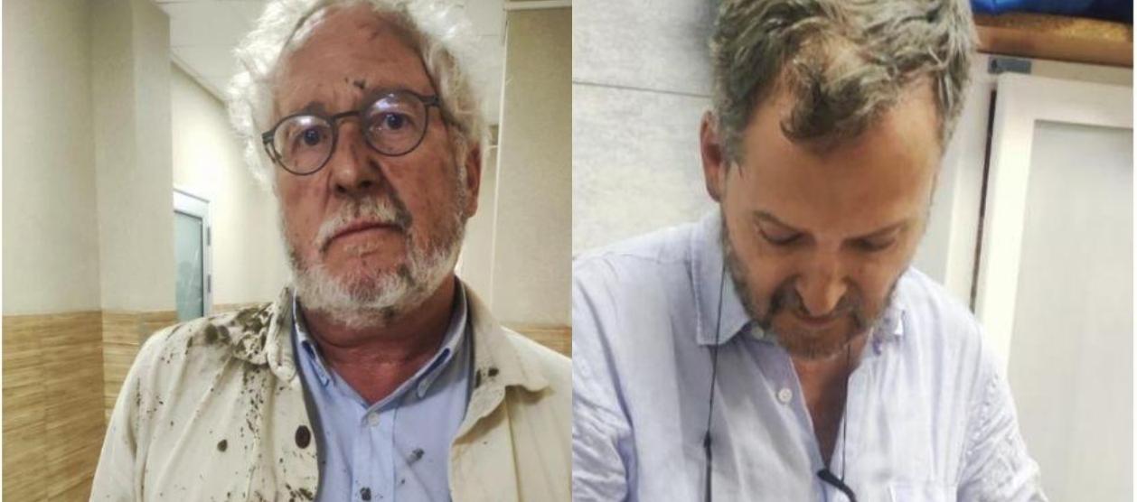 El escritor colombiano Héctor Abad y el excomisionado de Paz, Sergio Jaramillo.