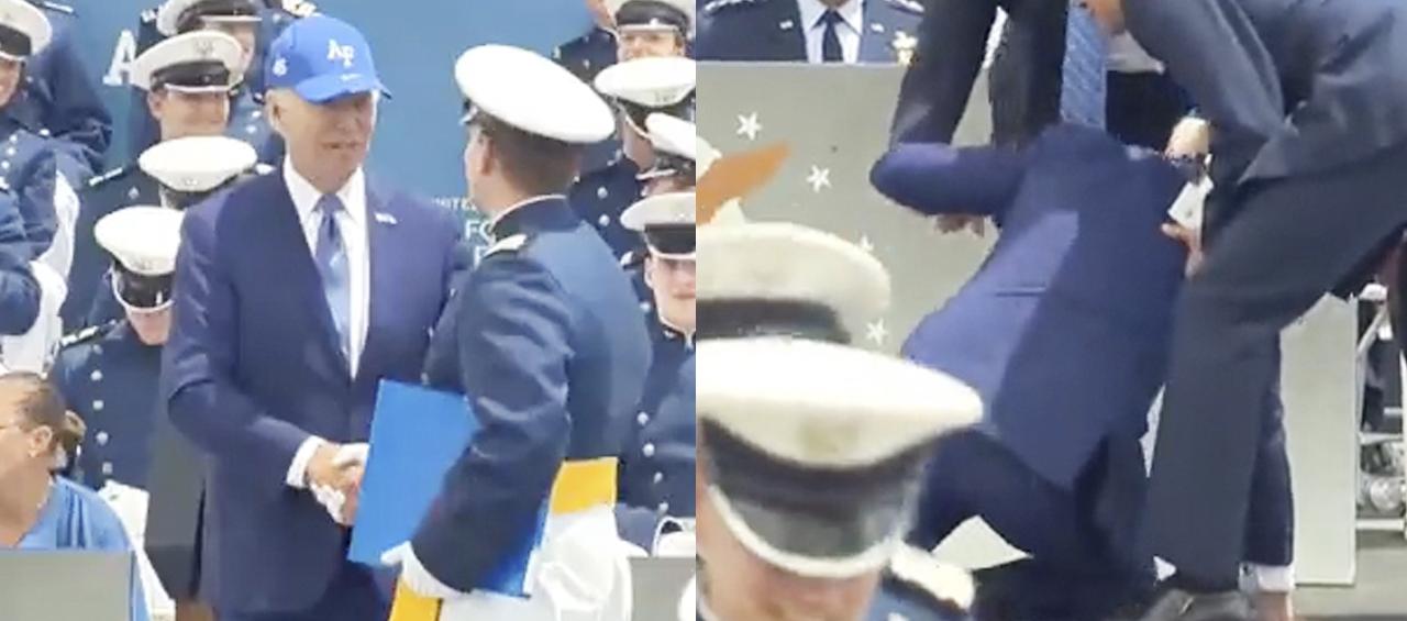 El momento de la caída del presidente Biden