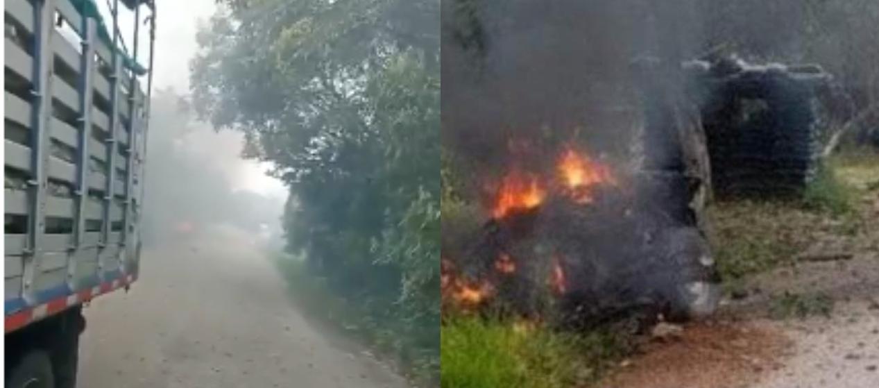 Lugar donde estalló el carro bomba en Arauca. 