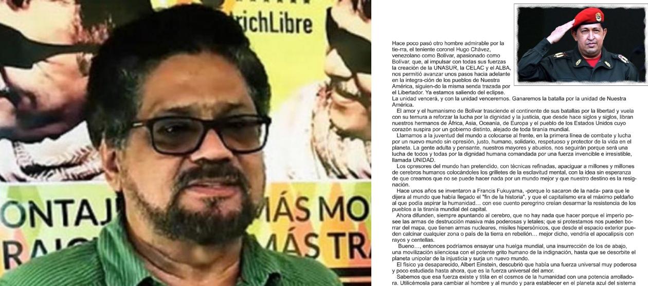 'Iván Márquez' y el documento publicado que tiene su firma.