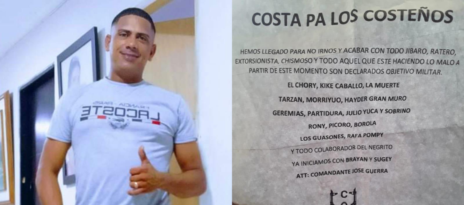 Rafael Antonio Insignares Maza fue amenazado por 'Los Costeños'.