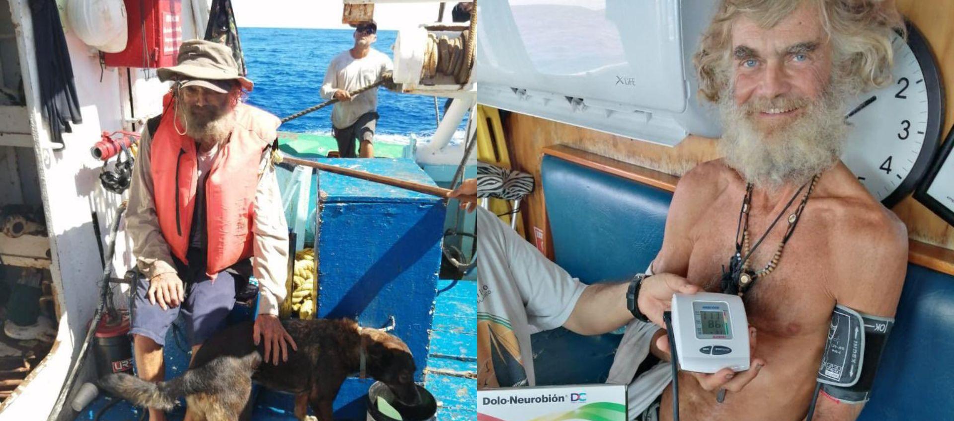 Timothy junto a 'Bella' cuando fueron rescatados.